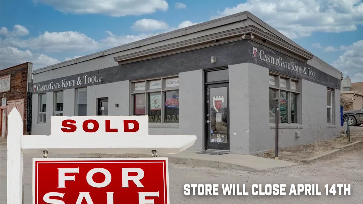 CastleGateKnife's tweet photo. Our store is officially closing it’s Sedalia location. We know this news will sadden some of our knife faithfuls but good news is we are running a sale with everything between 10-70% off in store. Don’t wait our last day open is Sunday April 14th 

#castlegateknife #sedaliacolorado #movingsals #knifesale #coloradoknife