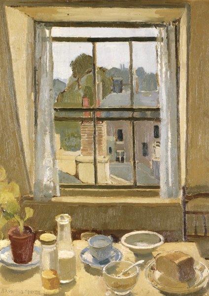 It is #SaturdayMorning once again & the view from our window roughly matches that of the one in 'Interior' by Brynhild Parker from 1930 with some very welcome sunshine (for once!). #BrynhildParker #SaturdayMood #EastLondonGroup