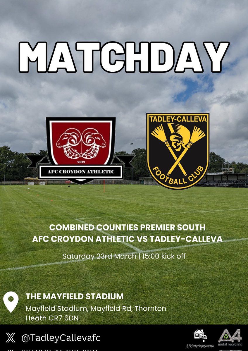 𝐌𝐀𝐓𝐂𝐇𝐃𝐀𝐘! Join us on the road in a monumental fixture on this Non-League Day. 🆚️ @AFCCroydonAth 🏆 @ComCoFL 🏟 The Mayfield Stadium ⏰️ 15:00 🎟 £5 | Under 16's Free #TCFC | #Romans