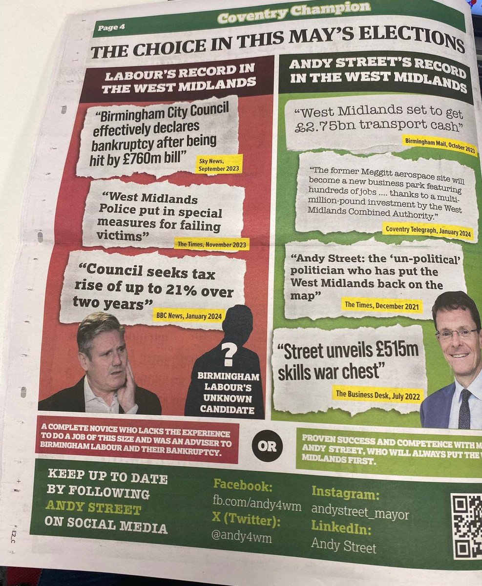 — Street has run some 96 Facebook ads this year, none mention the Tories or Sunak outside of a legally-required disclaimer — Street’s election leaflets are green, something candidates across England are doing to distance themselves from the blues… bloomberg.com/news/articles/…