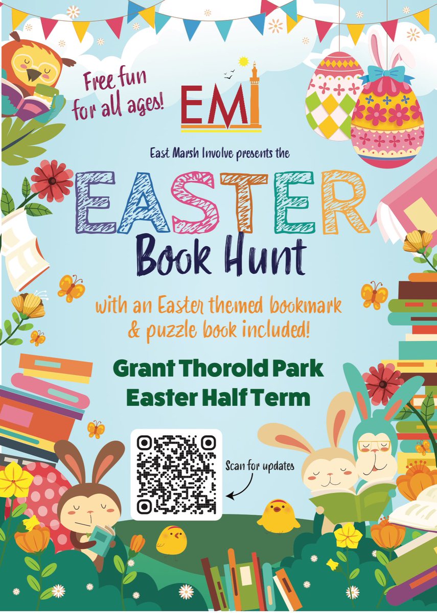 Get ready for an EGG-cellent adventure every day this Easter half term with the return of our #EastMarshInvolve Book Hunt in Grant Thorold Park, free with an Easter-themed bookmark &amp; puzzle book treat included too! 🐣📚 #EastMarsh