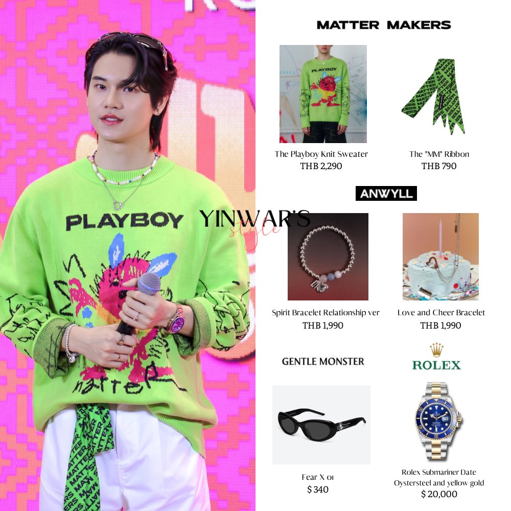 #yinwear

[240323] #RobinsonSummerxYin 
#yinyin_anw wears #mattermakers Sweater and Ribbon, #anwyll bracelet, #gentlemonster Fear X 01, #rolex 

#yinwarstyle #yinwar #yinyin_anw #warwanarat #หยิ่นวอร์