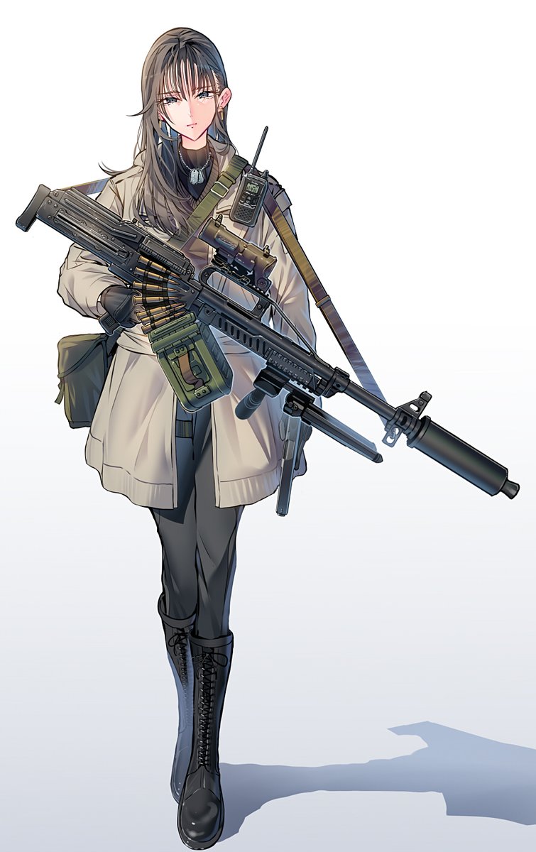 「女の子×機関銃 」|daitoのイラスト