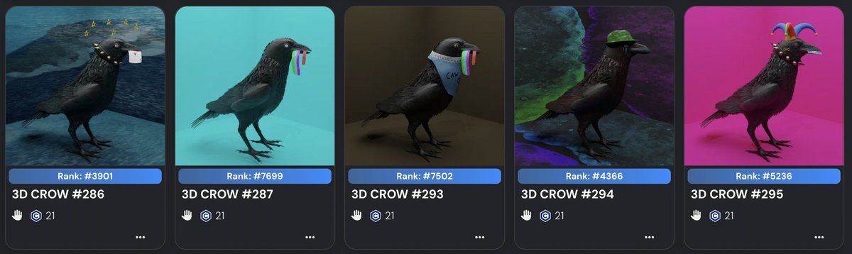 To celebrate 5500 holders of $CAW I am gonna give away 5 "3D crow nfts"🙌

All you have to do to get a chance to win is:
Like, retweet, and comment $CAW on this post🚀