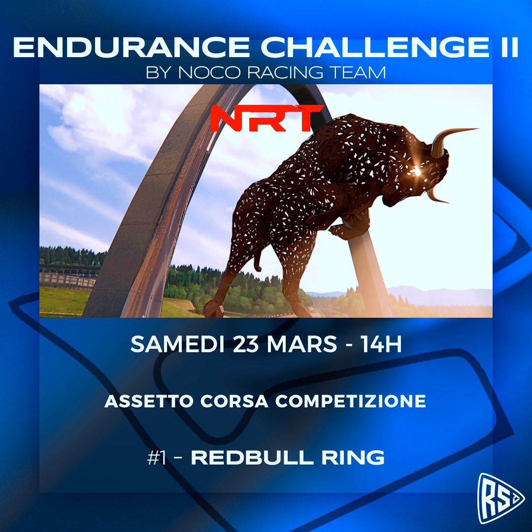 ENDURANCE CHALLENGE SAISON II BY NRT À retrouver en début d’après-midi sur RaceStartTV. Avec une première manche au RedBull Ring, les équipages vont se défier pendant 10h a l’issue desquels, un quart de la saison sera déjà complété ! 13h50 en live ! 👋🏼