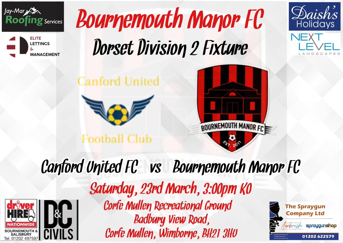 GAME DAY...  We head across to Corfe Mullen Rec to face Canford Utd. 

#football #soccer #gametime #league #timetogetgoing #attitude #desire #passion #workhard #hardwork #consistencyiskey #weareback #wearebournemouthmanor #UTM🔴⚫