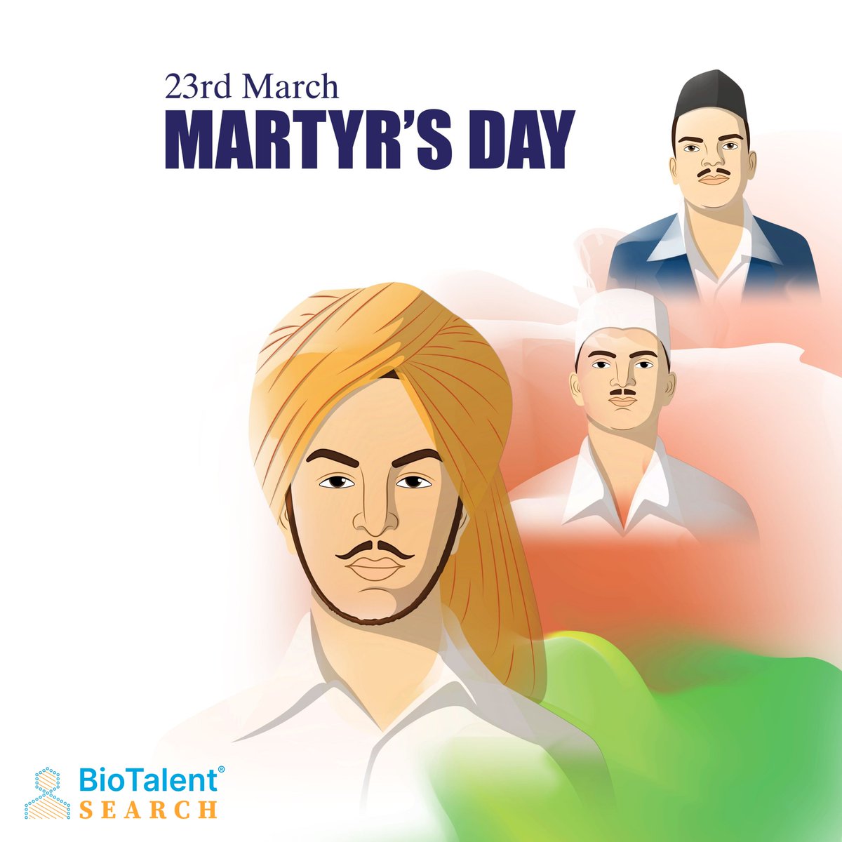 BioTalentSearch's tweet image. On Shaheed Diwas, we honor the heroic sacrifices of Bhagat Singh, Sukhdev, and Rajguru. Their courage and commitment to freedom inspire us today and always. Let's uphold their values of liberty and justice as we strive for a better tomorrow. Jai Hind!

#ShaheedDiwas