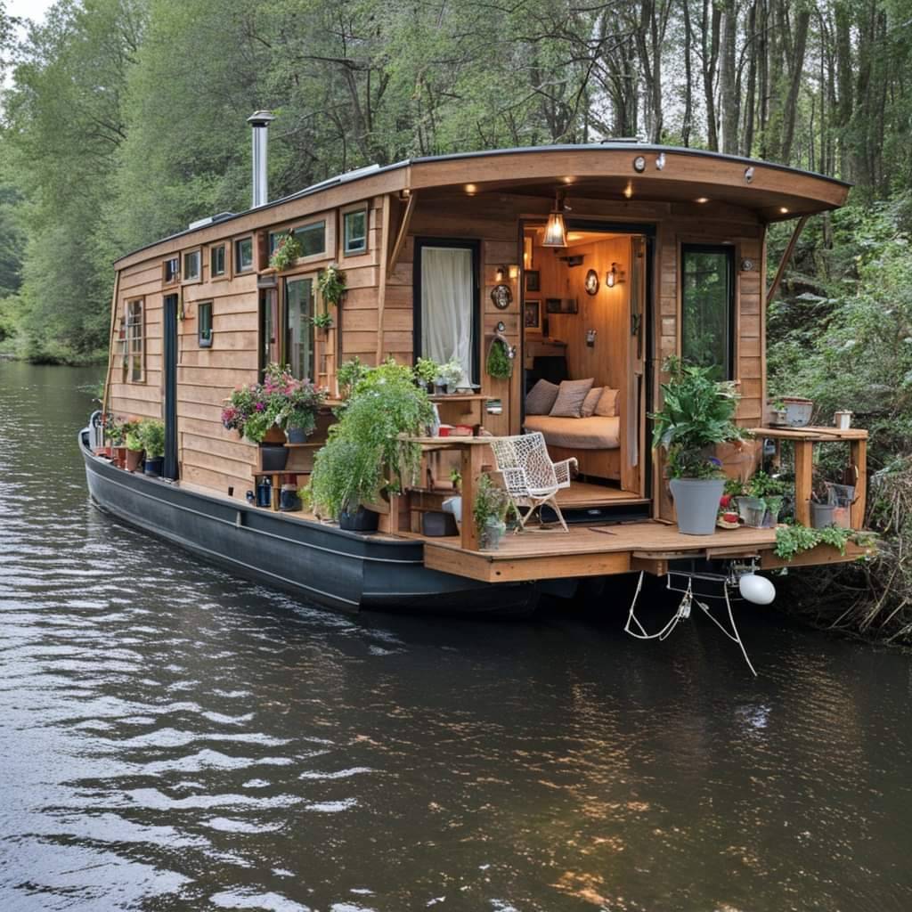 Ooh....how wonderful to live here #houseboat #River #nature #outdoors