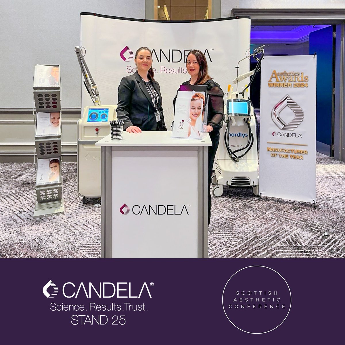 We're here and ready to see you all at the Scottish Aesthetic Conference in Glasgow.

You can't miss us...we're the first Stand as you enter the Hall so come and and say 'Hi' to Dianne and Grace...and we can tell you all about our award winning portfolio of devices!

#SAC #SAC24