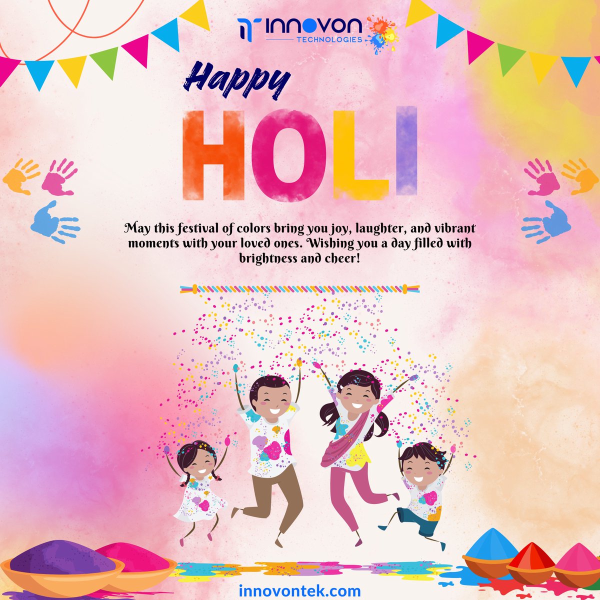 Happy Holi from Innovon Technologies! 🎨 May the hues of joy and laughter paint your day with warmth and happiness.🌈 

#innovon #innovontech #digitaltransformation #happyholi #innovontechnologies #huesofjoy #laughterpaints #warmthandhappiness #spiritoftogetherness #innovation