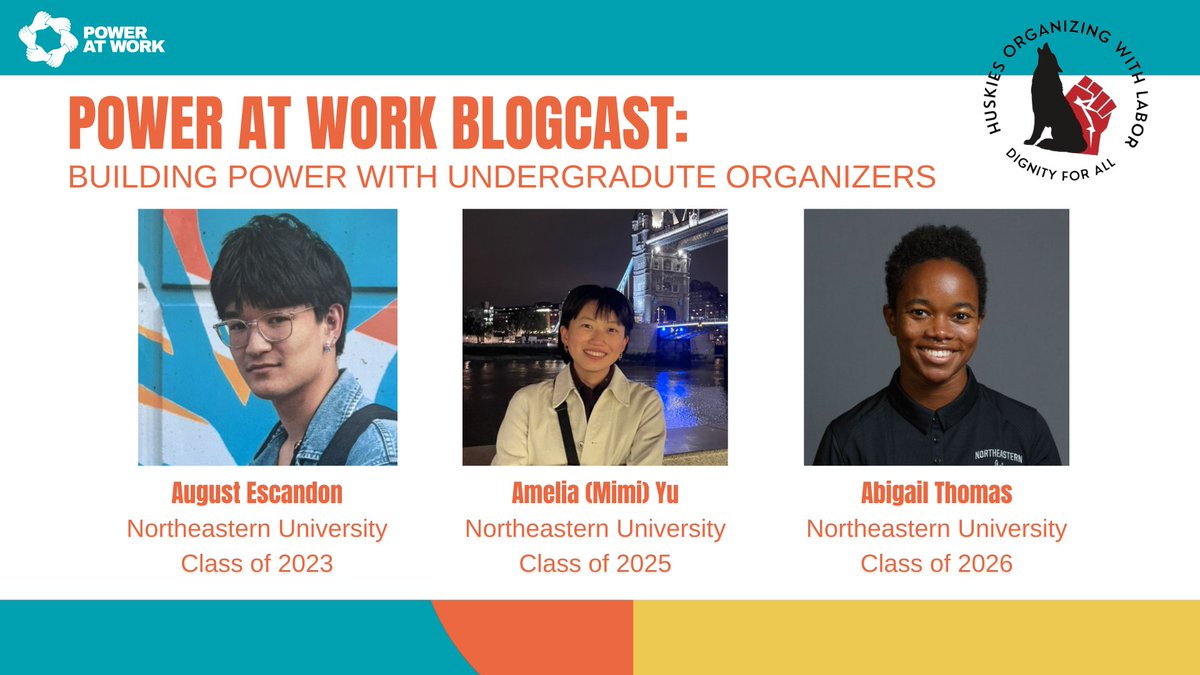 Three Northeastern University students from <a href="/HOWLatNEU/">Northeastern HOWL</a> discuss how to get involved on university campuses, use leverage as a student, and organize alongside workers on the latest <a href="/PowerAtWorkBlog/">Power At Work</a> #podcast 

poweratwork.us/howl-blogcast

#1u #UnionStrong #LaborRadioPod