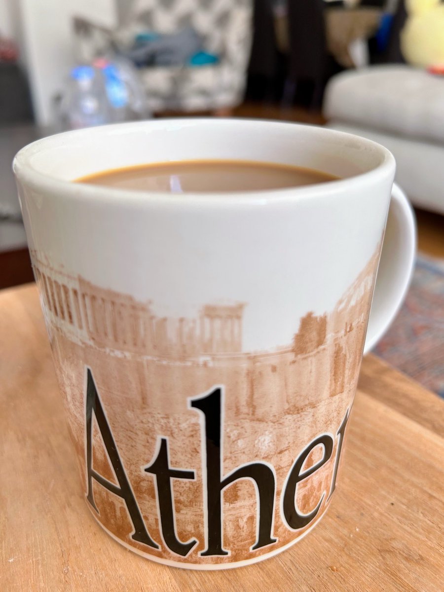 #Kalimera philhellenes! 

In #Hellenic spirit today (as always of course) with this lovely mug from Starbucks depicting the Parthenon or #Acropolis which is still standing tall but hurt because of the stolen #parthenon #marbles that need to join ⁦@acropolismuseum⁩