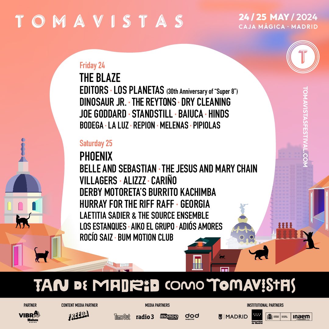 Madrid! Buzzing for #Tomavistas2024 on Saturday 25th May ✨ Tickets 🎟️ tinyurl.com/2ay9vad6