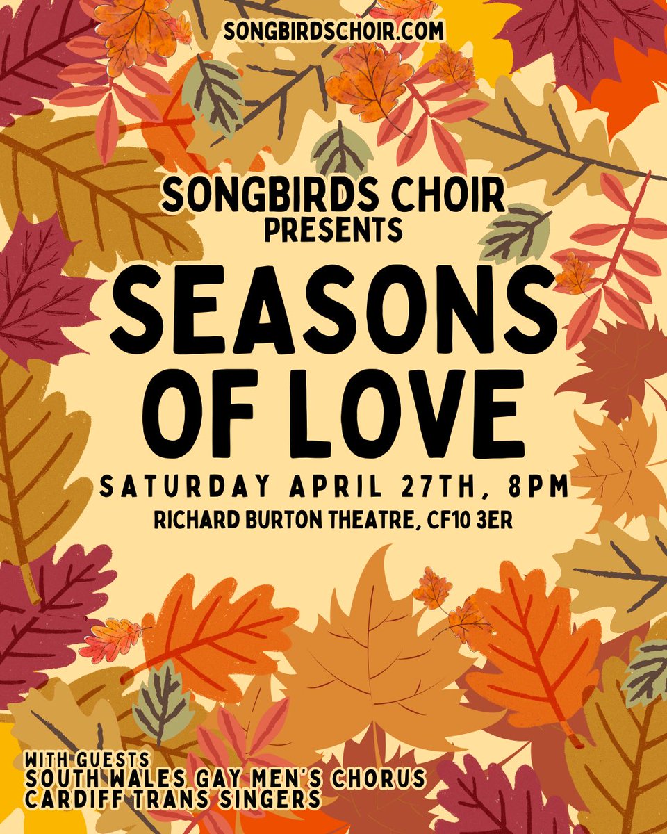 Seasons of Love! A Songbirds Choir concert celebrating a year in song ft @SWGMC and @TransSingers Join us for a time-travelling evening moving you through the highs and lows of five hundred twenty-five thousand, six hundred minutes. Tickets at songbirdsconcert.eventbrite.co.uk