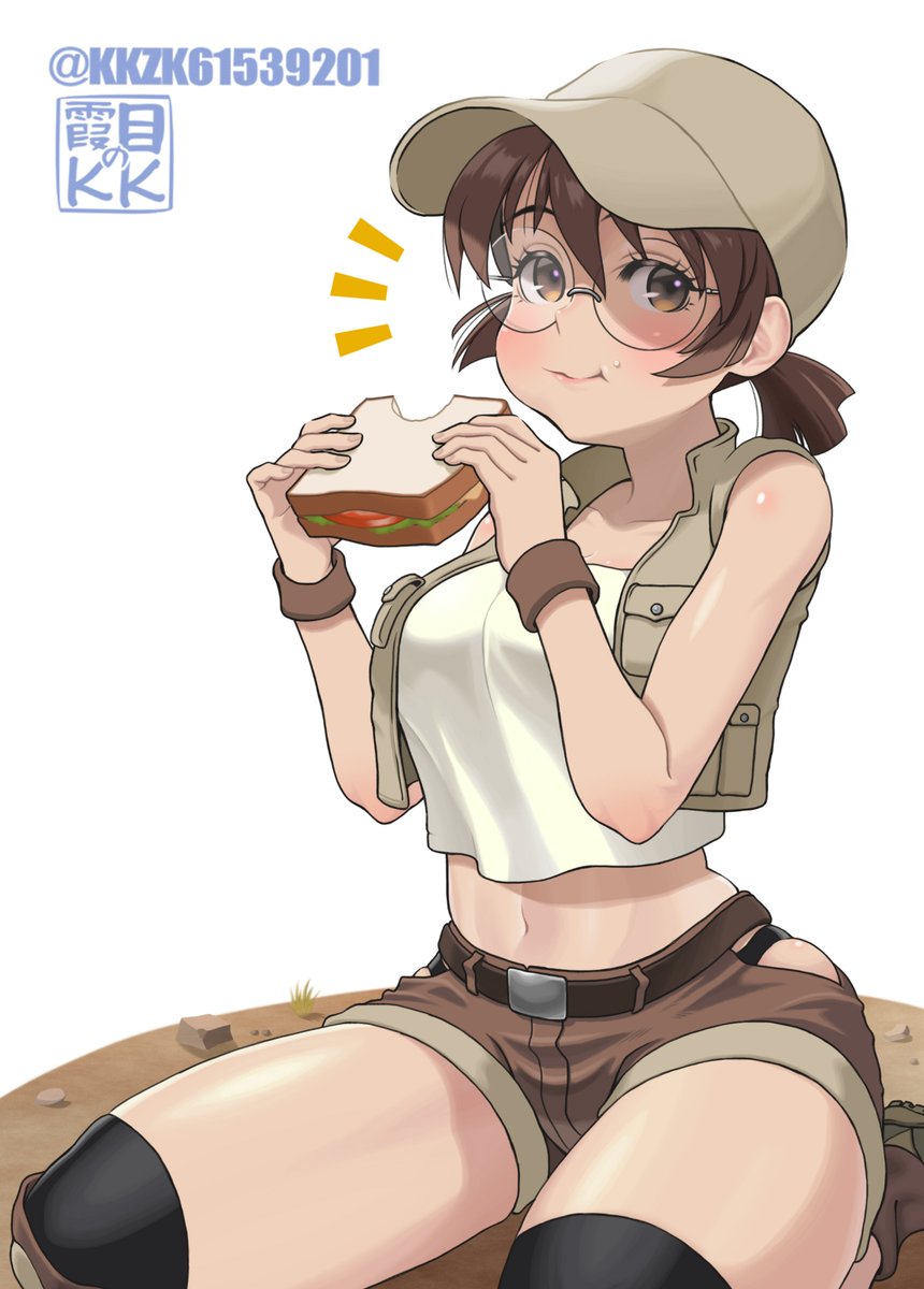 『メタルスラッグ』シリーズ
フィオリーナ・ジェルミ
#メタルスラッグ　#METALSLUG

サンドイッチを食すフィオさん
何年か前に落描き程度に描いたけどいつかちゃんと描きたかったシチュエーション