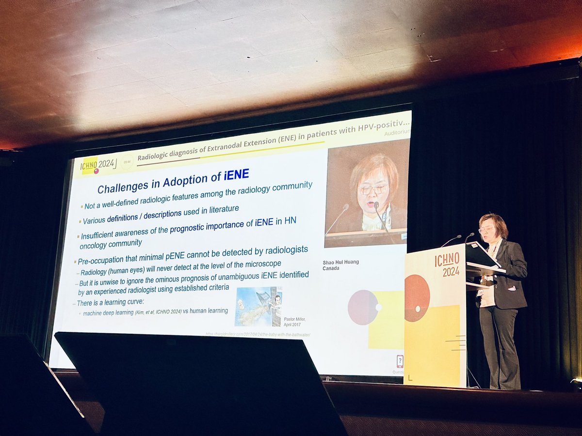 Spoiler alert! 🔴 #ICHNO24 @UHN @UofT Prof Sophie Huang espousing on the integration of iENE in staging and risk stratification in #headandneckcancer Great work by @henson_md @lachiemcd @H_N_C_I_G Expect it to be part of upcoming new staging editions! 😄