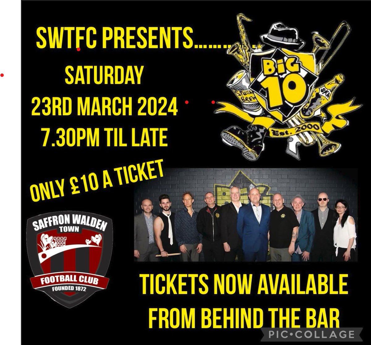 TONIGHT LIVE @SWTFootballClub BIG 10 'The Ultimate SKA/2 Tone Covers Band' 7.30pm til Late, £10 On The Door! @swtic @swtfc_fans @SWCommunityFC @StuartVant @karlwoodley28 @mrsamprior @jmsharp100 @chappo180 @gemmanerush @EmmaL159 @STrimnell @seanpledger @Big10ska #liveska