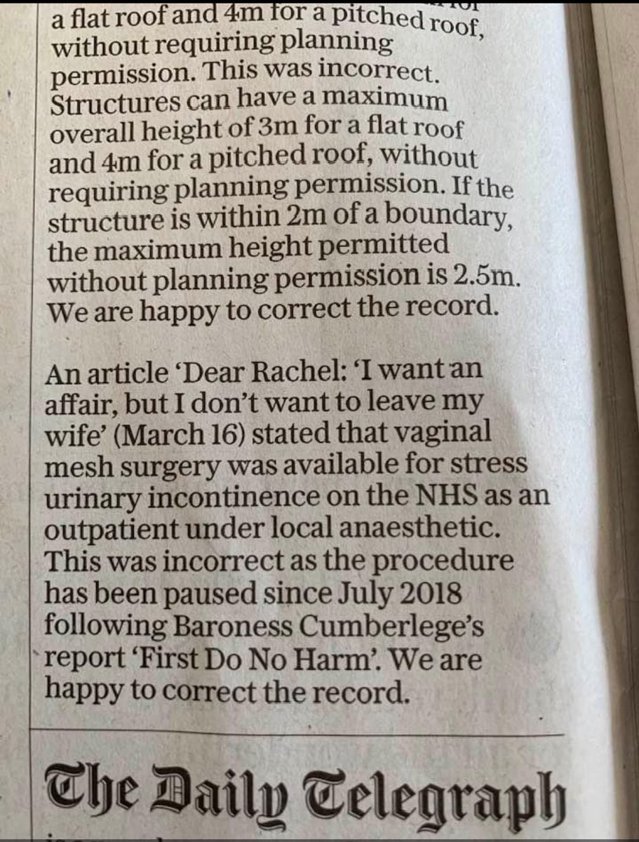 Sling the Mesh (@meshcampaign) on Twitter photo Telegraph corrects the article by #racheljohnson which said women could have a mesh sling to treat incontinence when in fact, this operation has been suspended in the UK since 2018 <a href="/ThePOGP/">POGP</a> <a href="/pelvicroar/">pelvicroar</a> <a href="/PSCommissioner/">Patient Safety Commissioner</a> Telegraph corrects the article by #racheljohnson which said women could have a mesh sling to treat incontinence when in fact, this operation has been suspended in the UK since 2018 <a href="/ThePOGP/">POGP</a> <a href="/pelvicroar/">pelvicroar</a> <a href="/PSCommissioner/">Patient Safety Commissioner</a>