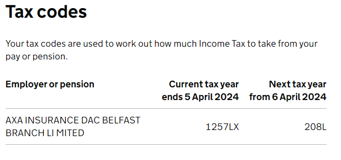 JordanSheaffer's tweet photo. @HMRCcustomers I think this is what you need, my tax code for the end of this year is also wrong, it's 1257LX, instead of 1257L. https://t.co/5jHd6kOsSI