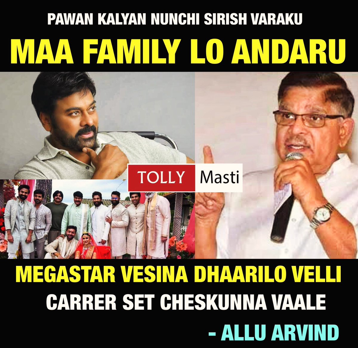 #AlluAravind about #MegastarChiranjeevi 
#Pawankalyan #AlluArjun𓃵 #RamCharan𓃵 #Saidharmtej #Varuntej #AlluSirish #Vaishnavtej 

Follow us 👉 @tollymasti