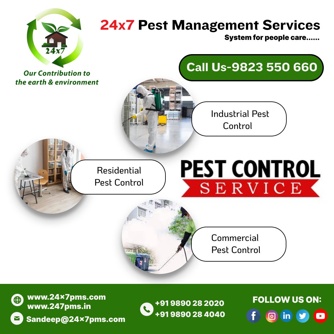 services_24x7's tweet image. Are pests invading your space? Say no more! Our pest control services guarantee safe and effective termination .
#termitepestcontrol #perfectsolutions #effectivepestcontrol #bestpestmanagementservices #pestcontrol #Aurangpura #Maharashtra