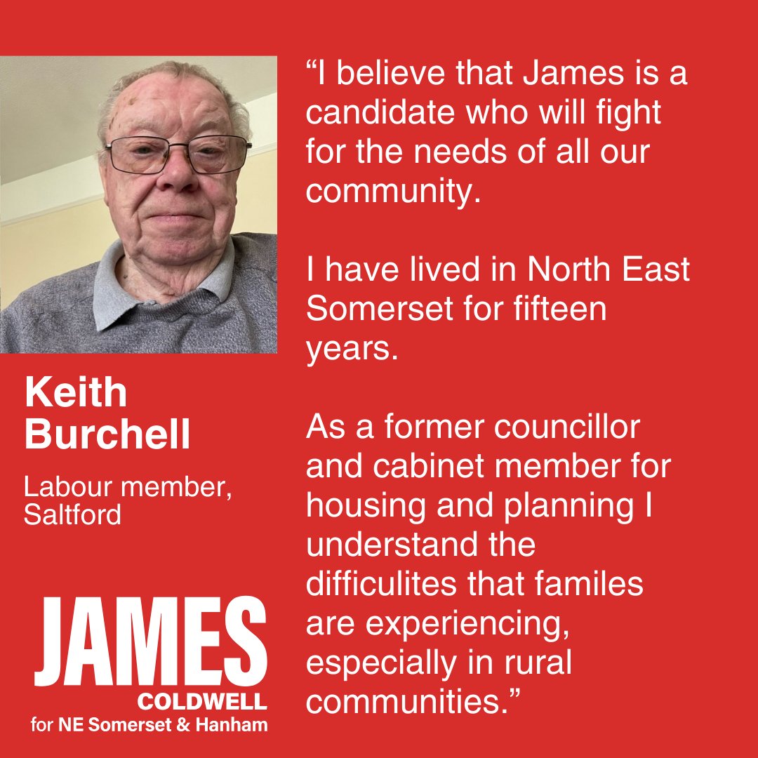 I'm really proud to be backed by Keith Burchell to be Labour's candidate for North East Somerset & Hanham.