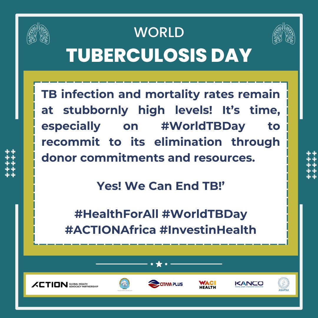 Together we can fight against TB and make this world free from its clutches. #InvestInHealth #MeetTheTarget #HealthForAll #WorldTBDay @ACTIONAfrica @WorldBank