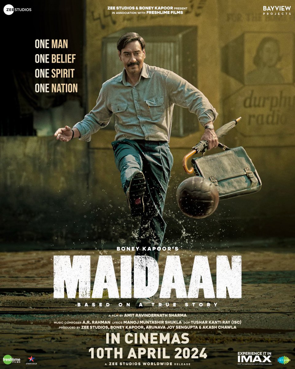 MAIDAAN IN IMAX FROM APRIL 10, 2024 - AJAY DEVGN GEARS UP FOR AN EID ARRIVAL!

#BoneyKapoor, #ZeeStudios, and Team #Maidaan announce their arrival on April 10, 2024. The film will be released in 2D and IMAX 2D this #Eid. Features #AjayDevgn in lead with #Priyamani and #GajrajRao…