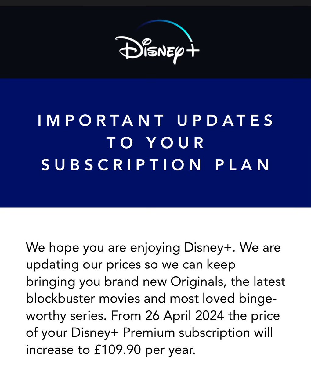 Another streaming service cancelled, poor content and certainly not worth the extra £30 a year price hike compared to competitors @DisneyPlus #ByeDisney #OverpricedStreaming #PoorContent #TimeToGo #RipOffDisney