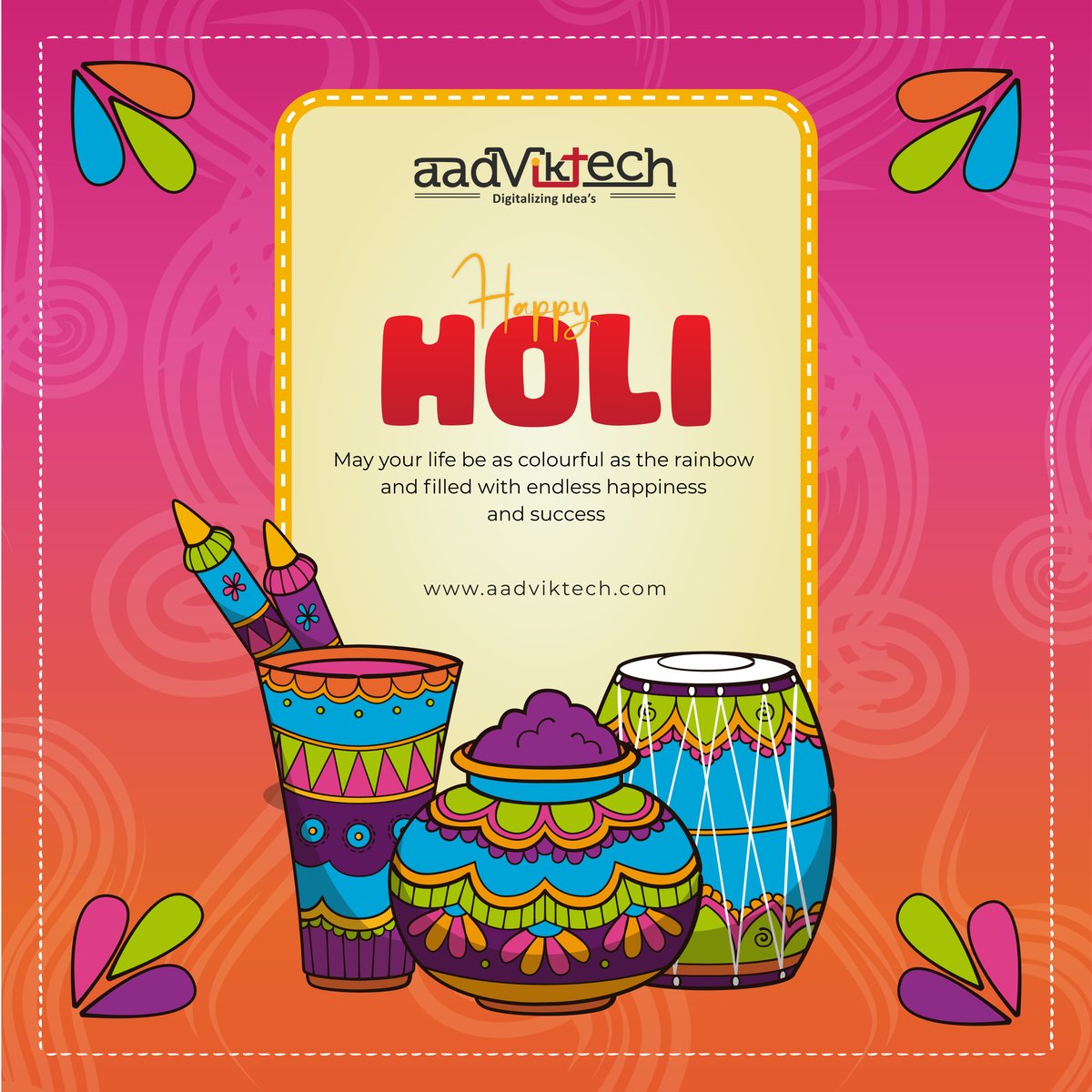 AadvikTech's tweet image. Let the colors of Holi paint your life with happiness and laughter! 🌈✨ #FestivalOfColors #HoliJoy #aadviktech