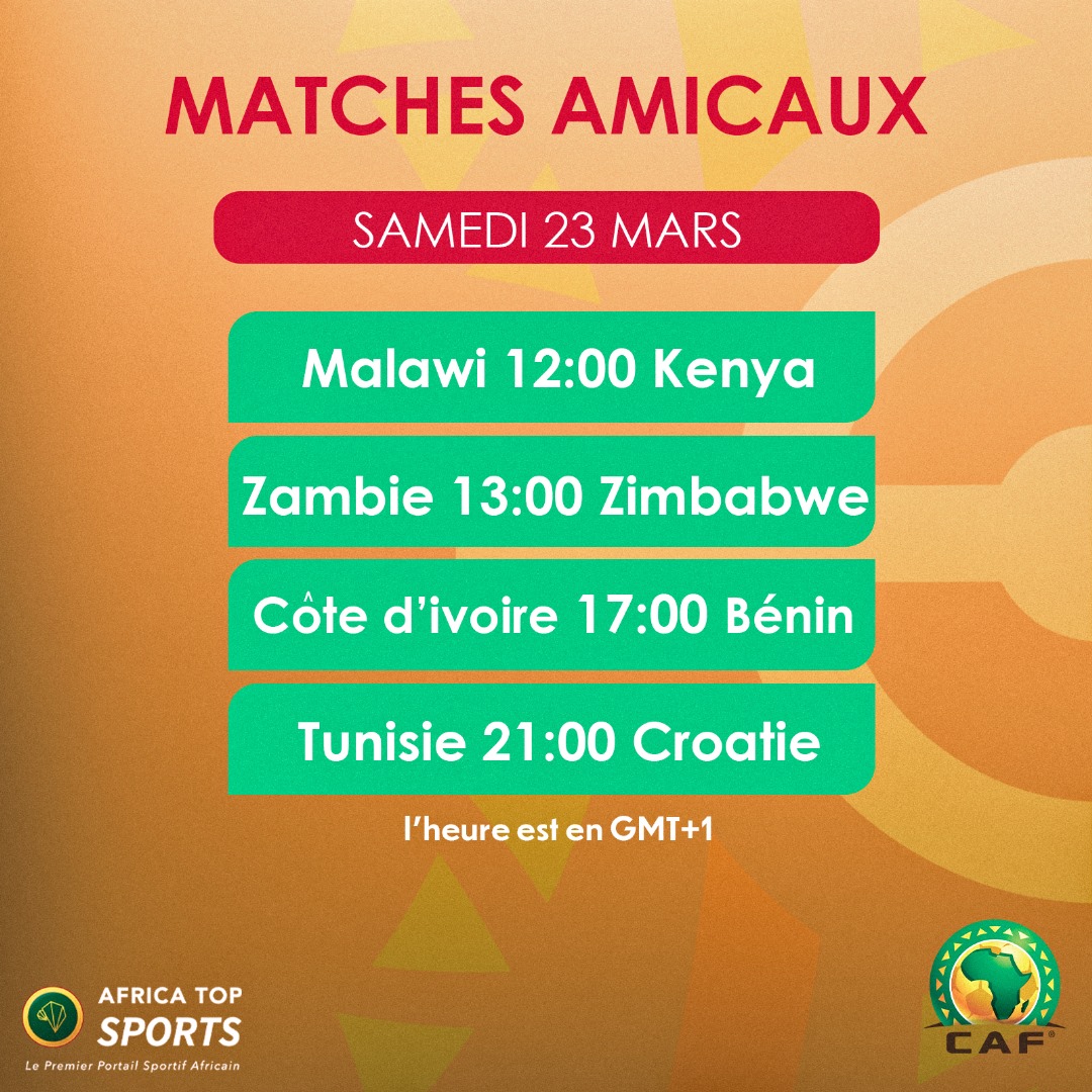 ATS_fr's tweet photo. Les rencontres du jour avec en attraction, Côte-d’Ivoire🇨🇮 vs Bénin🇧🇯 ou encore Tunisie🇹🇳 vs Croatie🇭🇷 🔥

#Amicaux https://t.co/QDSdtKj4Tb