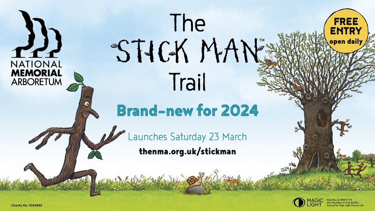 Nat_Mem_Arb's tweet photo. Our brand-new Stick Man trail is now OPEN! 🎉 From a twig for a nest to a mast for a flag, our free, mile long outdoor trail features five new carved characters and lots of activities along the way. https://t.co/7EIHSogeFJ https://t.co/HZVXfpsUJQ