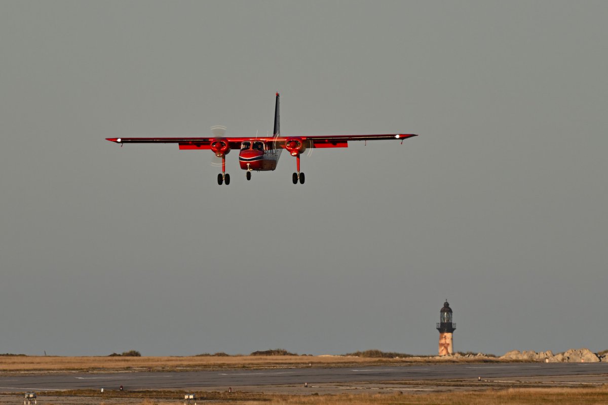 StephenLuxton's tweet photo. The backbone of inter-island transport in the #FalklandIslands is provided by the Falkland Islands Government Air Service (#FIGAS). 

@BrittenNorman #Islander aircraft VP-FBD and VP-FBN returning to Stanley just before sunset yesterday evening. https://t.co/mBieUzMO2u