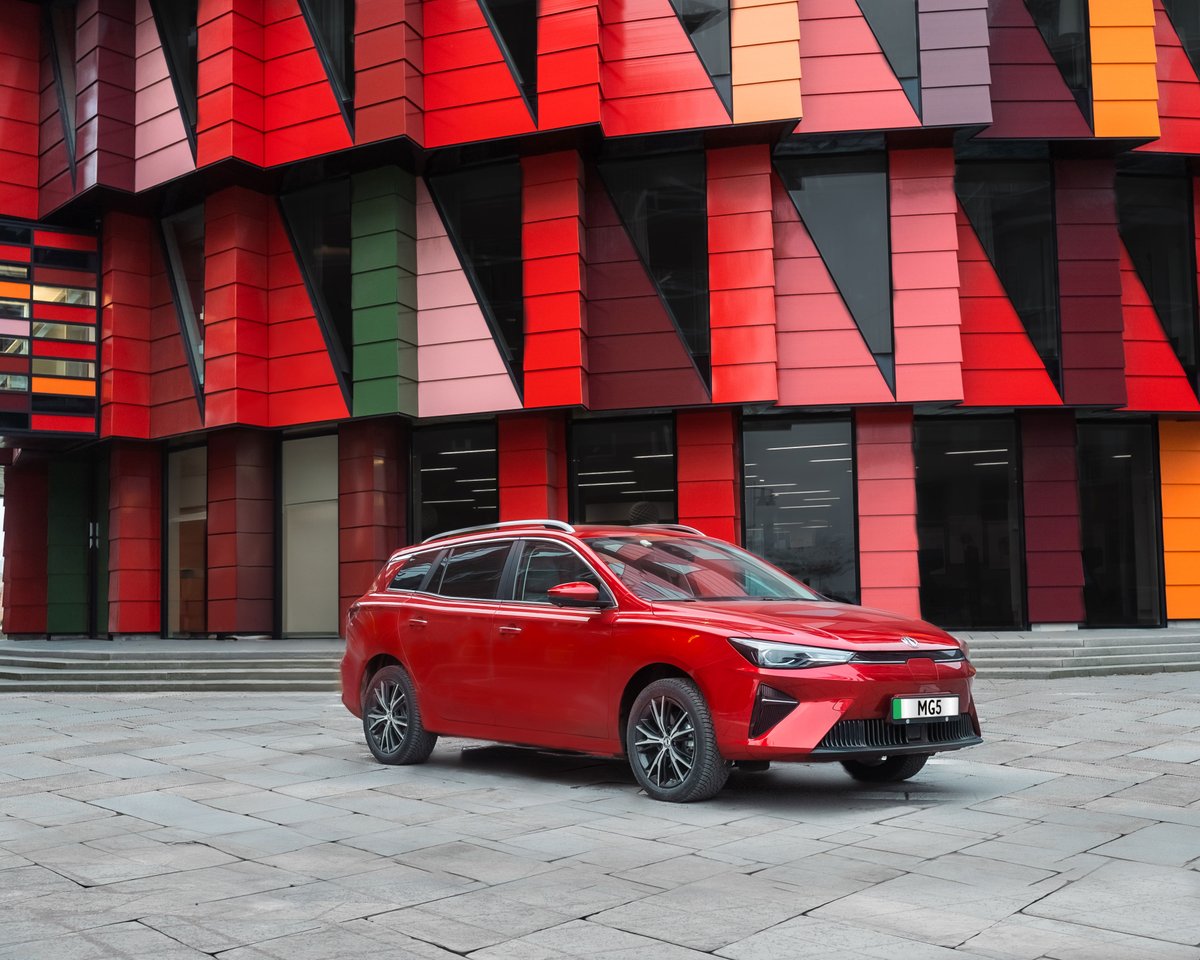 Electrify your weekend adventures with the MG5 EV in dynamic red! Find out more: mg.co.uk/new-cars/mg5-ev #MG #MGUK #MGMotor #MGMotorUK #MG5EV