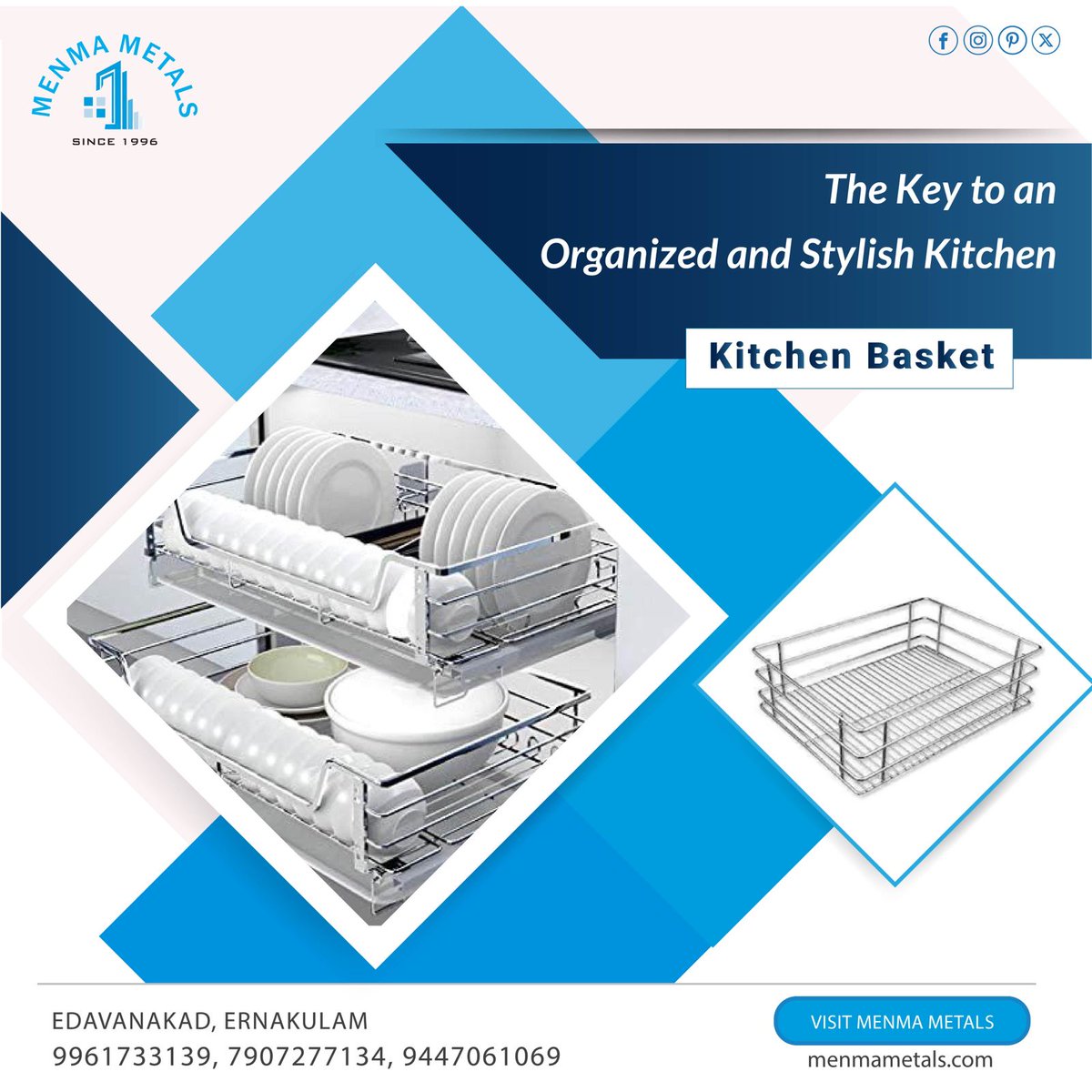 MenmaMetal's tweet photo. Say goodbye to kitchen chaos! Elevate your storage game with the Menma Metals Stainless Steel Kitchen Basket. To know more details,
Visit our showroom
MENMA METALS
2/256-C, EDAVANAKAD P.O. 682502, ERNAKULAM, KERALA.
.
#menmametals
.#kitchenbasket #stainlesssteel #kitchenstorage https://t.co/zf14pAjdko