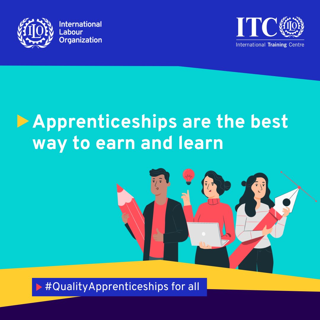 👷 👷‍♀️Quality apprenticeships provide a mix of hands-on, classroom training, and financial compensation. They're perfect for young people seeking training and income at the same time! 🌎It is time to build a more resilient society with #QualityApprenticeship for all.