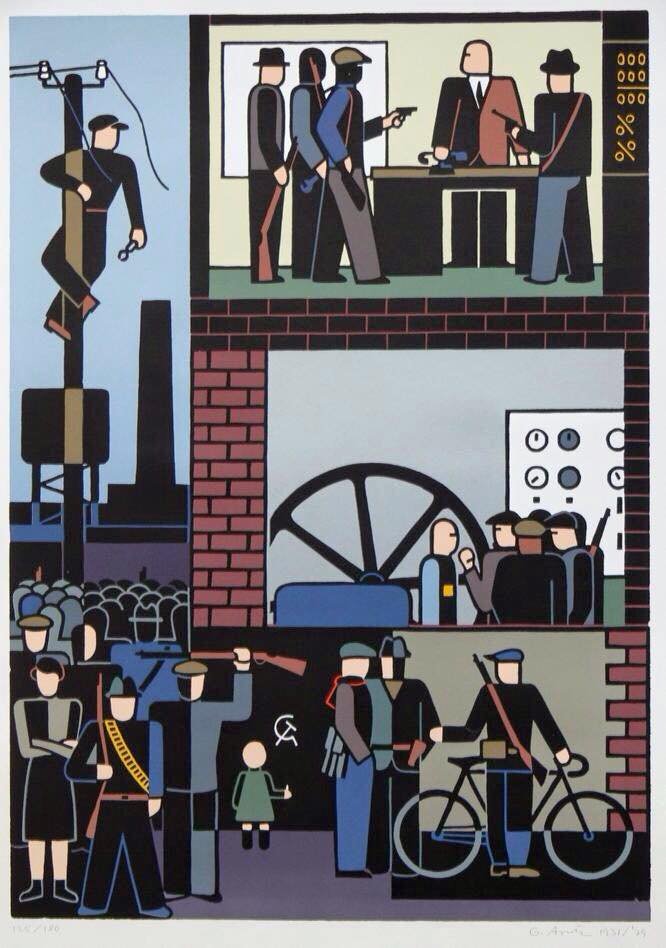 Factory Occupation by Gerd Arntz, 1931.