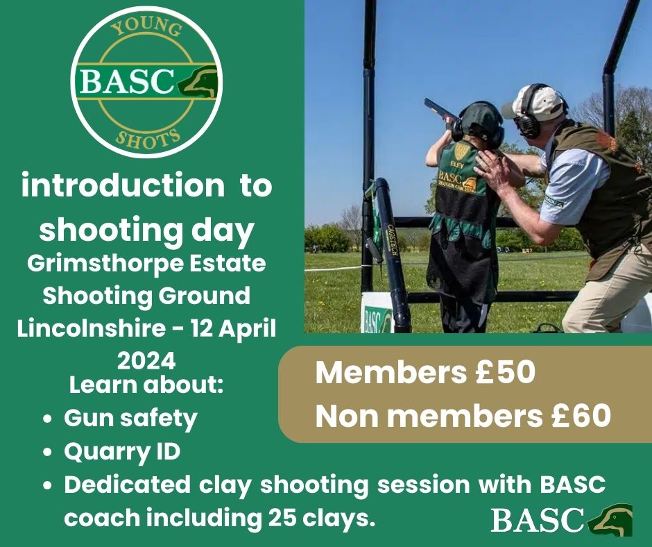 Young shots! join BASC East on Friday 12th April for an introduction to shooting at Grimsthorpe Shooting Ground. The day includes a Theory session and a Practical theory session followed by a Shotgun coaching session. To book your place, please visit orlo.uk/BookYoungShots…