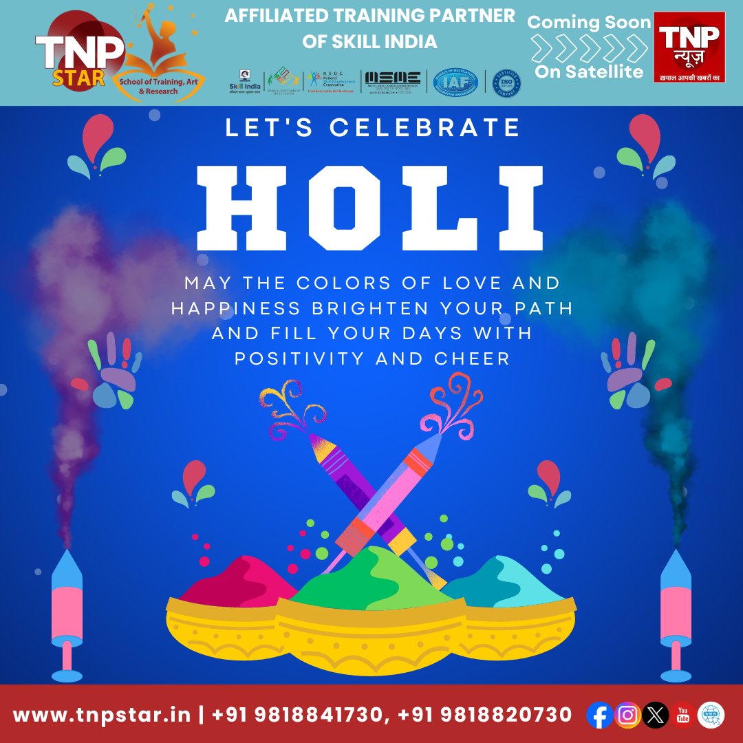 Let's celebrate Holi. may the colors of love and happiness brighten your path and fill your days with positivity and cheer.

#HappyHoli #HoliCelebration #TNPSTAR #TNPGroup #TNPNews #TNPExplore #DelhiRulers #skillindia #digitalindia #startupindia #makeinindia #madeinindia #mesc