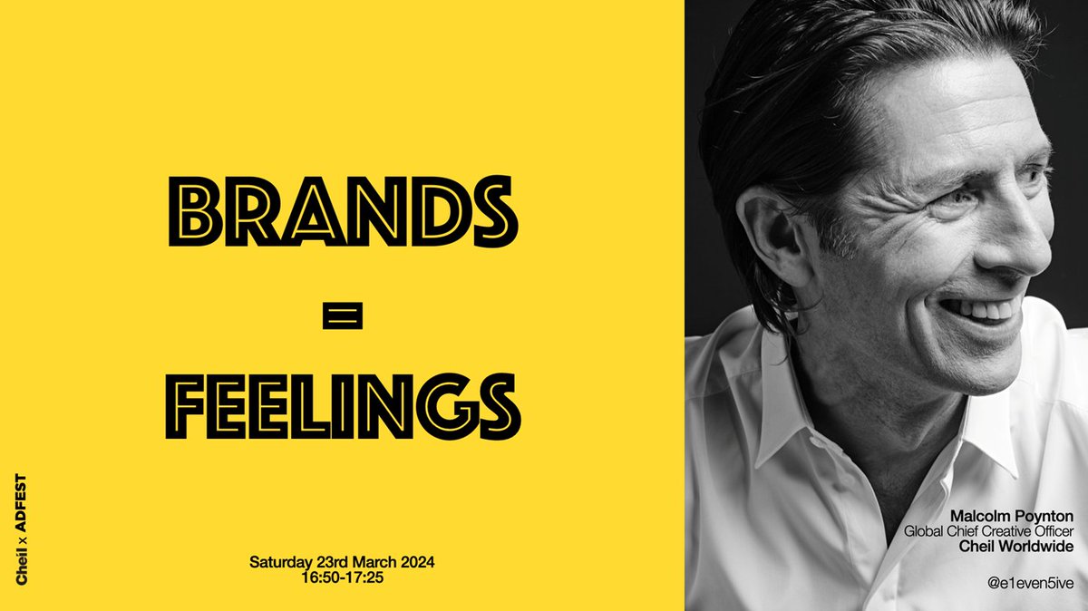 Join us at #ADFEST2024 now as our global chief creative officer and #ADFEST2024 grand jury president Malcolm Poynton @e1even5ive gives a talk 'Brands = Feelings.' adfest.com/index.php/Home…