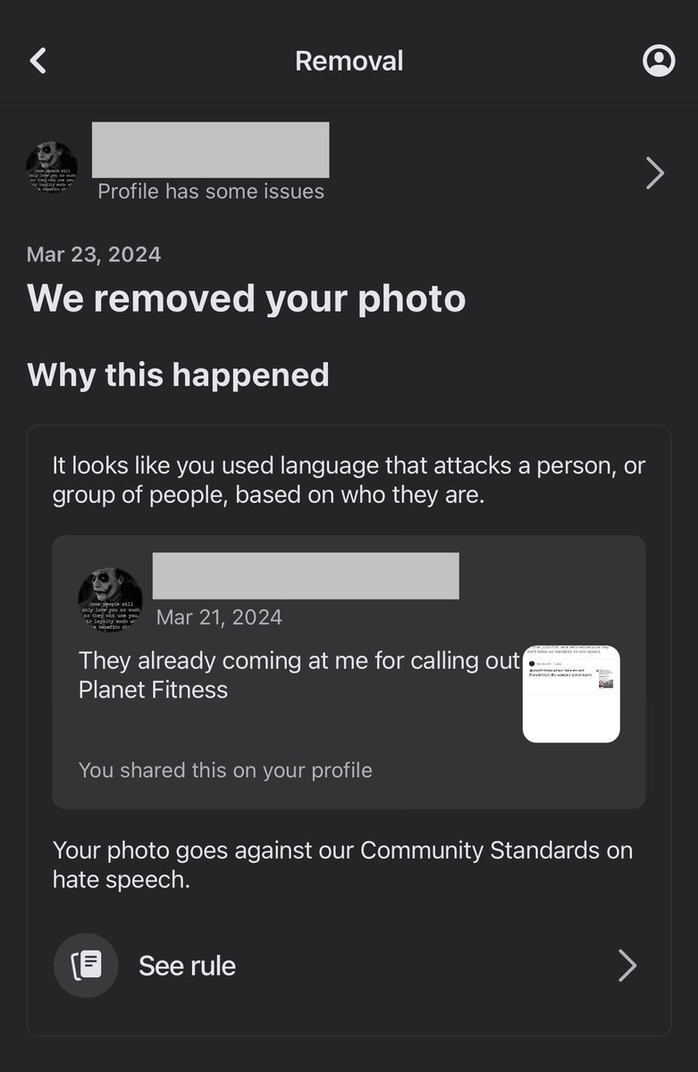 TheBatOG's tweet photo. I posted against the MAN being in the WOMANS bathroom in Planet Fitness on Facebook they have restricted my account and banned me from@posting or commenting because they called it HATE SPEECH! #cancelplanetfitness #cancelfacebook #planetfitness #BoycottPlanetFitness #Pedophiles https://t.co/IKJARUpd25