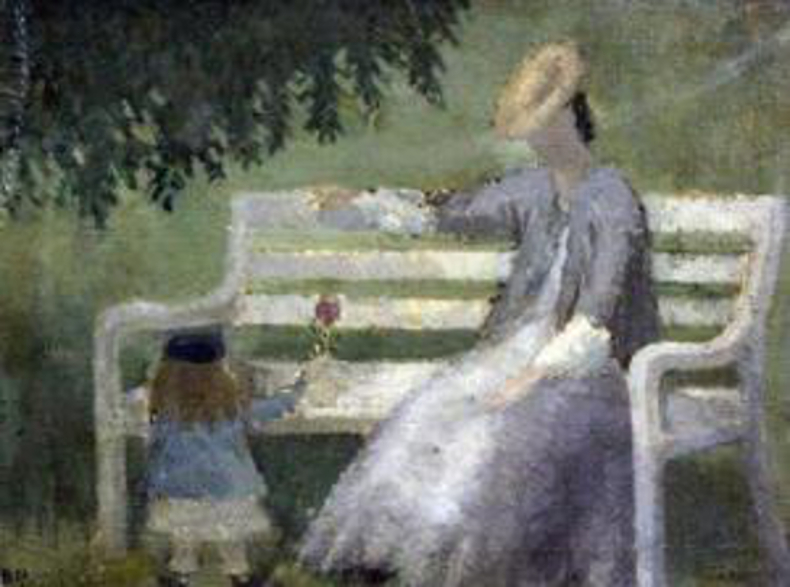 Good morning @bwthornton & thank you, as always. Here's 'The Garden Seat' by Brynhild Parker from 1930: it might give us all hope of warmer, summer days to come. #BrynhildParker #SaturdayMorning  #EastLondonGroup