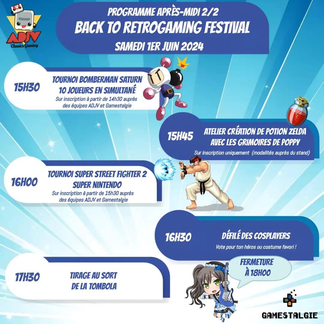 Le programme de notre convention commune avec l’association ADJV Classics Gaming est sorti !
Rendez-vous le samedi 1er juin 2024 à Dolomieu en Isère. 🫶
Réservation sur adjv.fr

#convention #retrogaming #isere #dolomieu #jeuxvideo