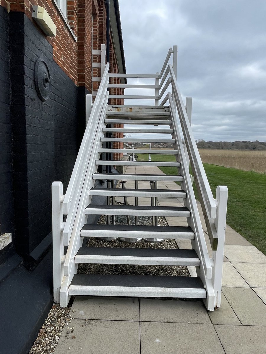 #StaircaseSaturday #SaturdayStairs cafe exit to the lawn, Brittany/Pears building, Snape Maltings, Suffolk
