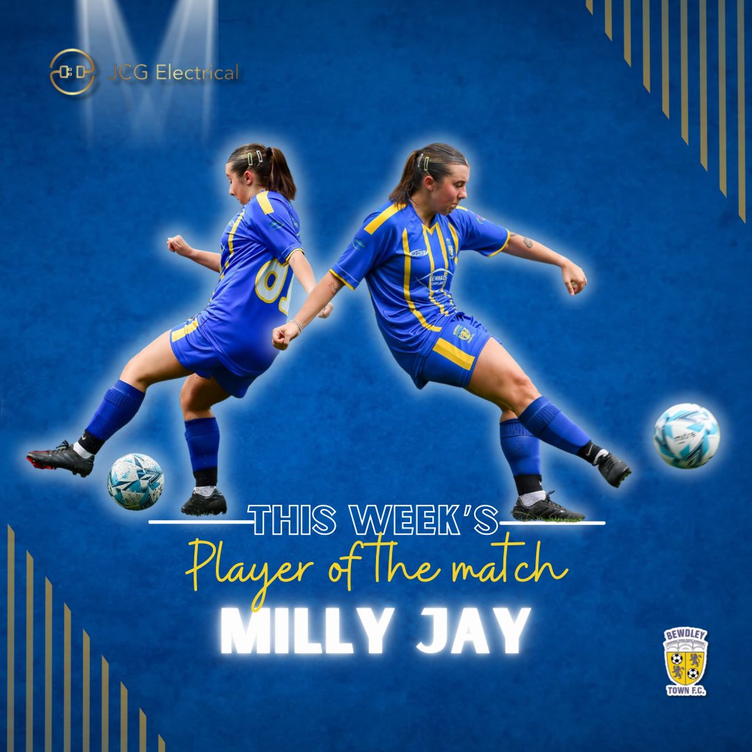 👏 ℙ𝕝𝕒𝕪𝕖𝕣 𝕠𝕗 𝕥𝕙𝕖 𝕞𝕒𝕥𝕔𝕙

Last Sundays POTM was awarded to Milly! Keeping great composure on the ball in the middle of the park, great attitude and effort throughout against a tough opposition! Well done Milly!

🤝 JCG Electrical