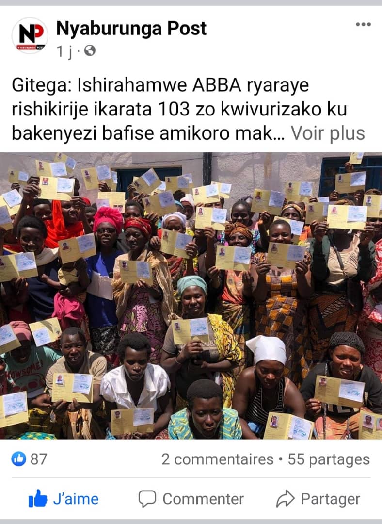 ABBABurundi's tweet photo. Jeudi 21 Mars 2024 à Zege, Gitega
@ABBABurundi à remis 103 cartes d'assurance maladie aux familles démunies..Ces dernières pourront avoir accès aux soins médicaux pendant toute une année! Merci à tous ceux qui ont contribué. https://t.co/RO1pV0PobW