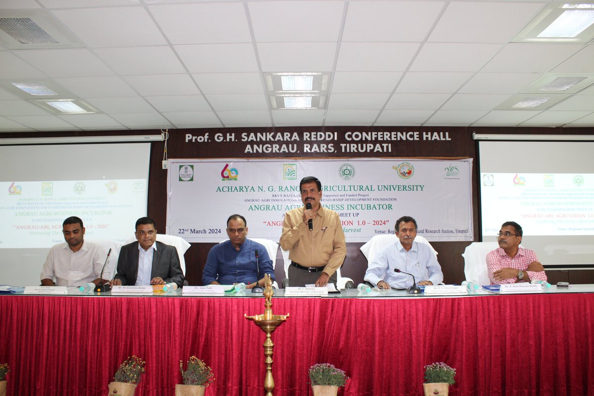 ANGRAUPoshan's tweet photo. ANGRAU Agri Business Incubator Organized AGRI VISION 1.0 - 2024, Stakeholders Meetup on 22 March 2024 for the Agripreneurs, Innovators, Students and Agri Startups by Industry Experts from Agri Sector. https://t.co/kQQyVhR4In