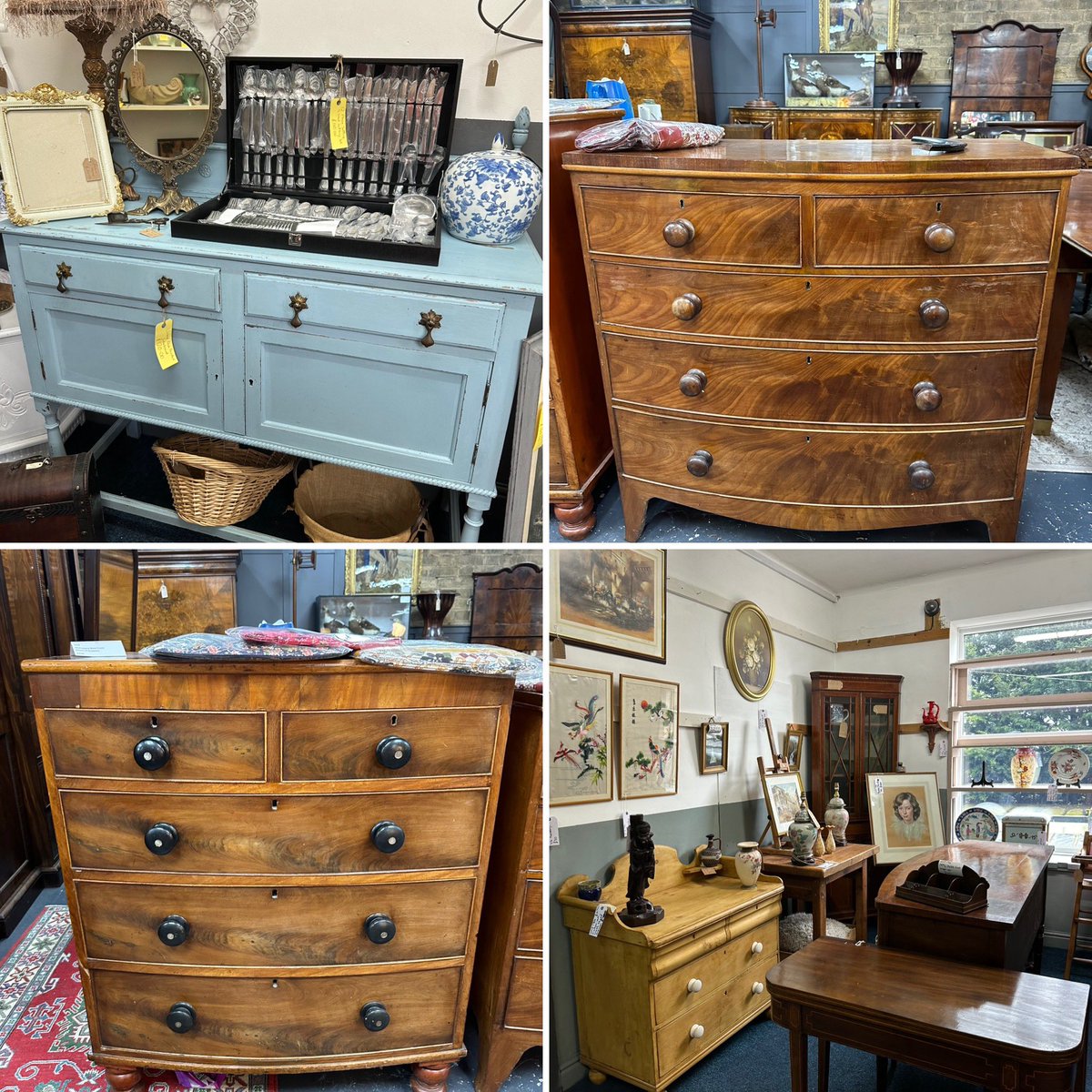 Good morning! We have many different styles to suit all tastes and budgets. #traditionalfurniture #pinefurniture #paintedfurniture #mahogany #bowfronted #chestofdrawers #astraantiquescentre #hemswell #lincolnshire 

Open 10-5pm 7 days a week