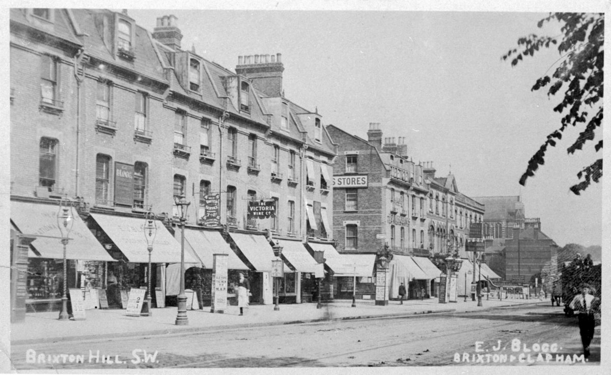 As we get to learn about our new locality on Brixton Hill, so you too can come to Lambeth Archives to find out the history of your neighbourhood. This parade of shops (c1910) is on Brixton Hill west side, looking north towards central Brixton. Corpus Christi Church is visible.