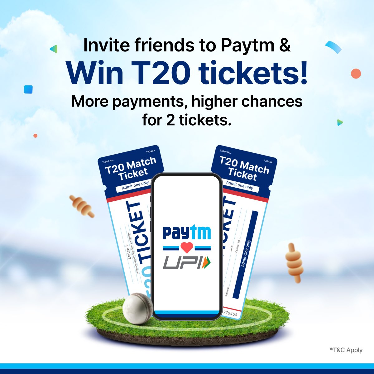 We heard your “YES” loud and clear! Get your friends on Paytm & win T20 tickets! Cheer LIVE from the stands at Hyderabad & Ahmedabad! 🏏 

Dive into the action! Refer now: m.paytm.me/T20Ticket 

#T20WithPaytm #PaytmUPI #PaytmKaro